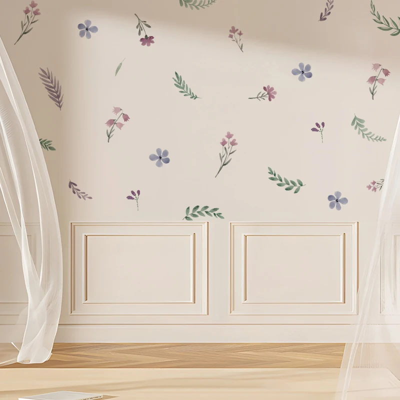 36pcs Purple Lris Flower Wall Sticker Trendy Boho Style Bohemian Wall Decals for Living Room Bedroom Nursery Kid Room Home Decor view 4