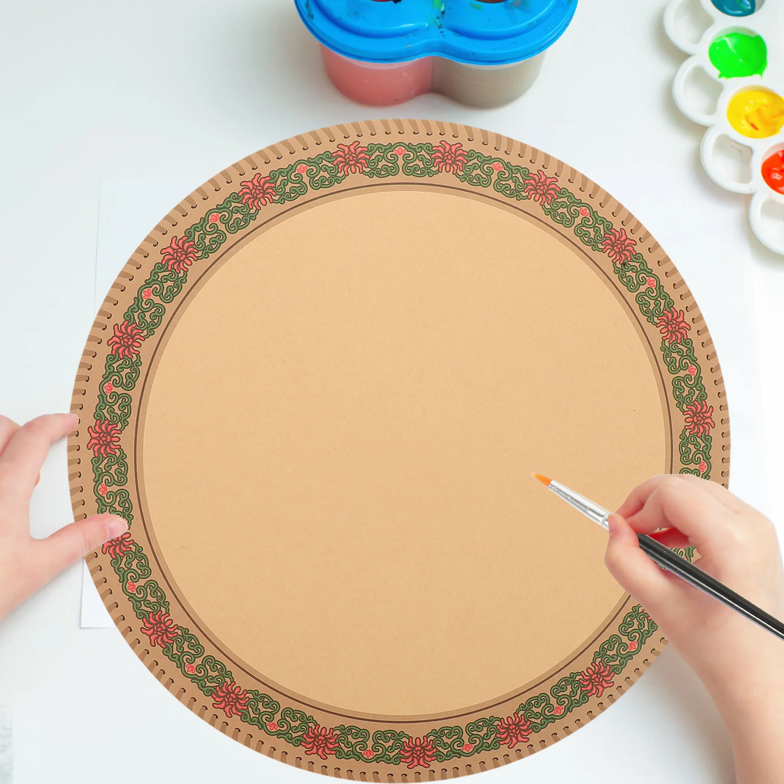 أوراق رسم فنية دائرية عرقية 20 وحدة ورق ألوان مائية للحدود المزخرفة لمشاريع الرسم المدرسية في الاستوديو #2