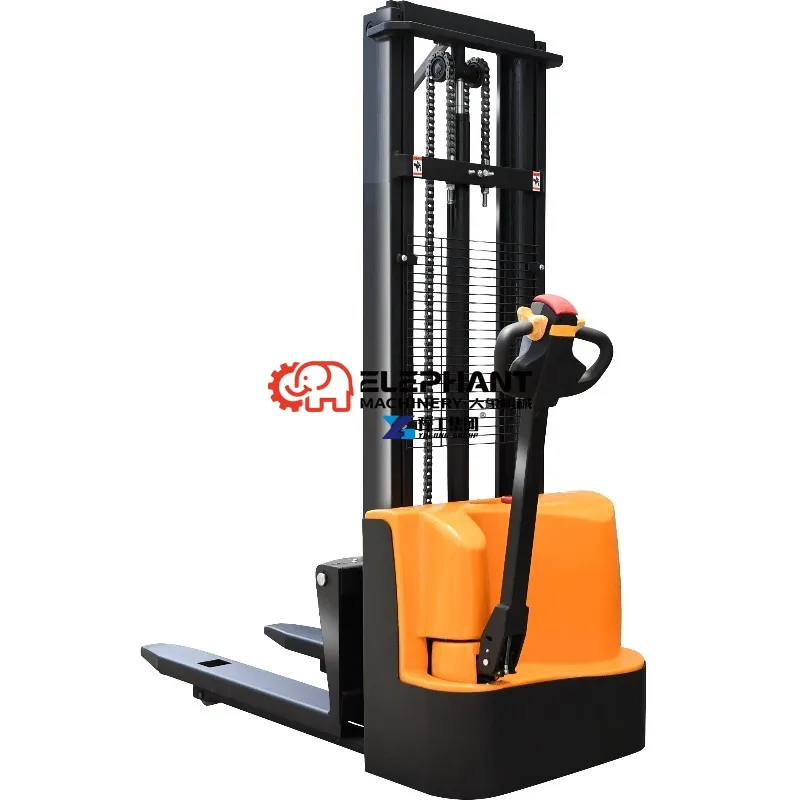 1.5 Ton 3 Meters Walkie Semi Electric Pallet Stacker Hand Push Pallet Stacker with Adjustable Forks