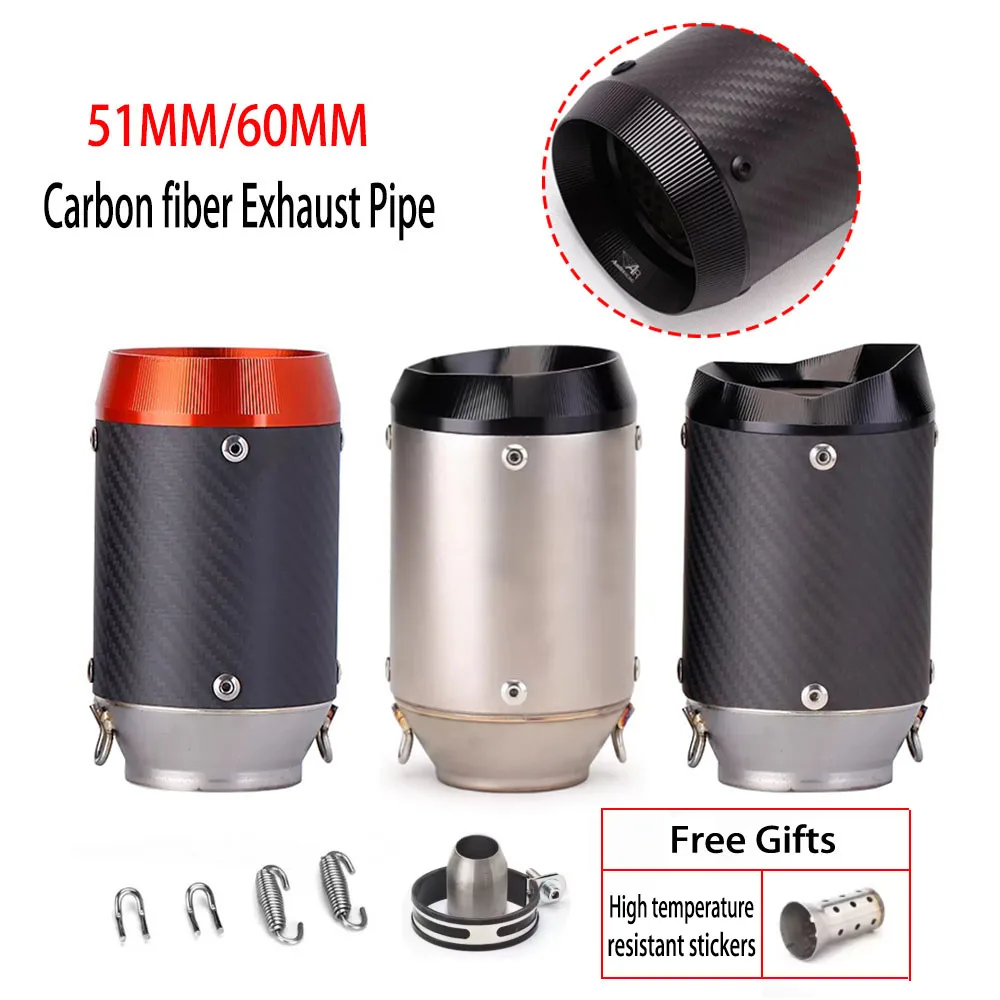 51mm/60mm Universal Motorcycle GP Exhaust Austin Racing Carbon Fiber for Yamaha Kawasaki z900 R6 S1000RR S1000XR Escape Muffler