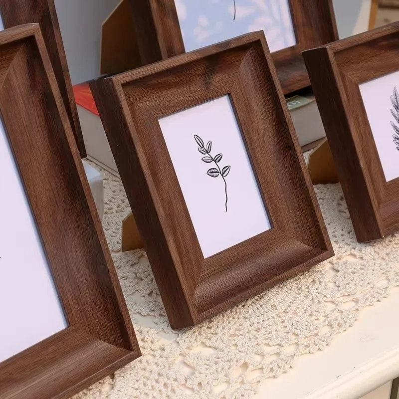 American Vintage Style Wooden Photo Frame Tabletop Display Stand 6 7 8 Inch Premium Art Frame A4 Picture Mounting Frame Wood