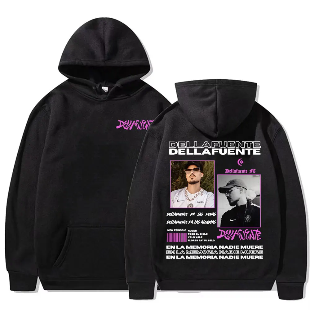 Rapper Dellafuente 2025 ทัวร์Hoodiesผู้ชายผู้หญิงแฟชั่นวินเทจแขนยาวPullovers CasualคุณภาพสูงSweatshirt Hoodie