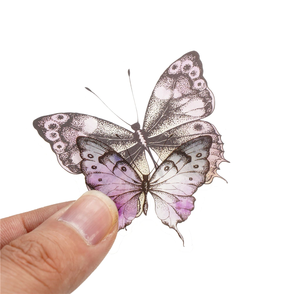 40Pcs/Bag Colorful Butterfly Stickers PET Transparent Decorative Epoxy Resin Fillings for DIY Epoxy Resin Crafts Book Decor