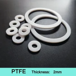 PTFE Gasket Flat Washer Thickness 2mm ID 6mm~100mm Resistant to High&Low Temperature Corrosion Anti-aging For Flange ID*OD*CS