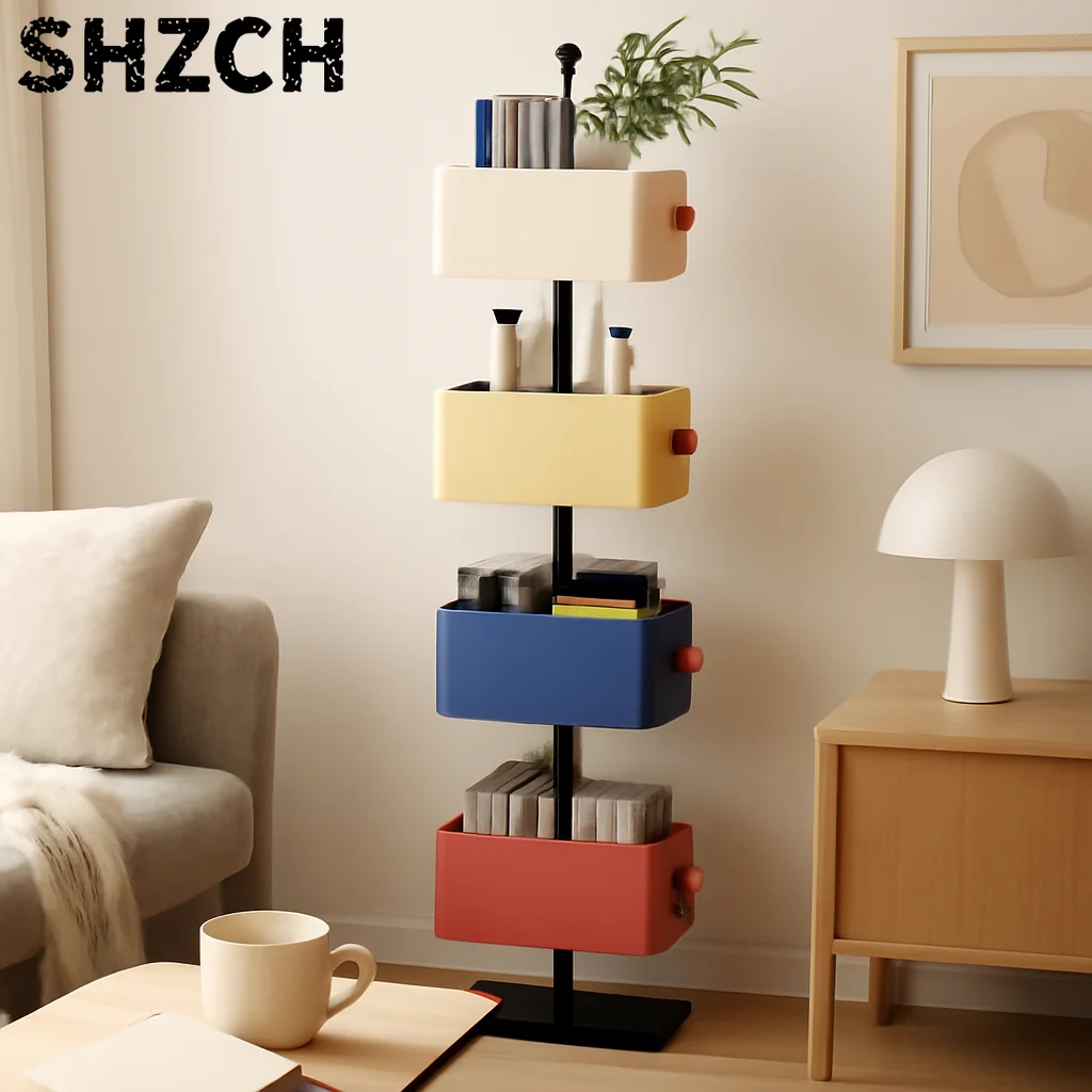 Multilayer Iron Storage Bookshelf Square Modular Display Rack Corner Storage Cabinet Invisible Organizer Shelf Home Office