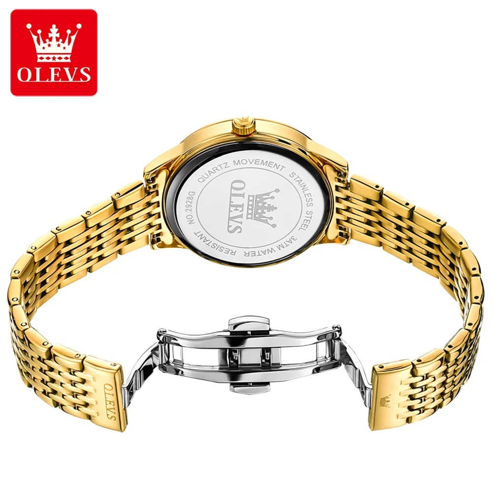 OLEVS Luxury Brands Original Quartz Men\'s Watches Waterproof Fashion Gold Wristwatch for Male Luminous  Butterfly Buckle Watch