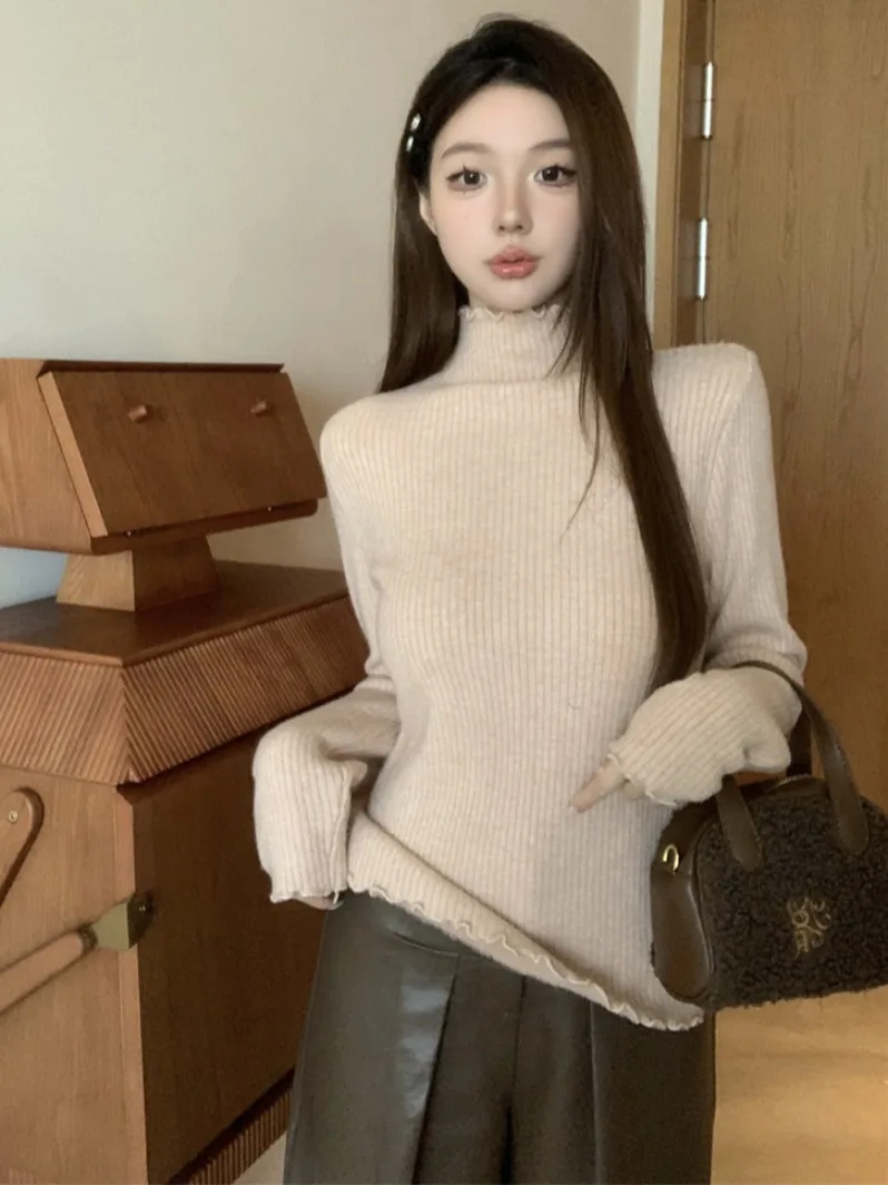 Thiened Fce اصطف f قاعدة نسائية ذات ياقة عالية irt أوائل الربيع ملابس داخلية دافئة علوية تصميم خشبي للتنقل Sle