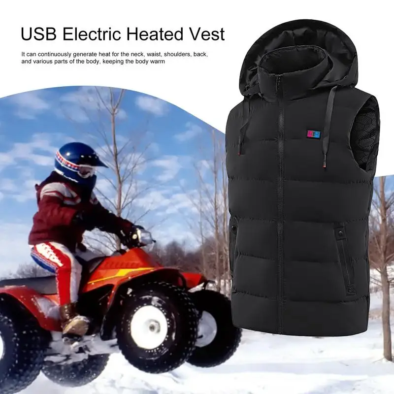 11 Areas Heated Vest Fleece Vest Electric Heating Jacket Adjustable USB Rechargeable Winter Thermal Vest Warm For Waist Shoulder