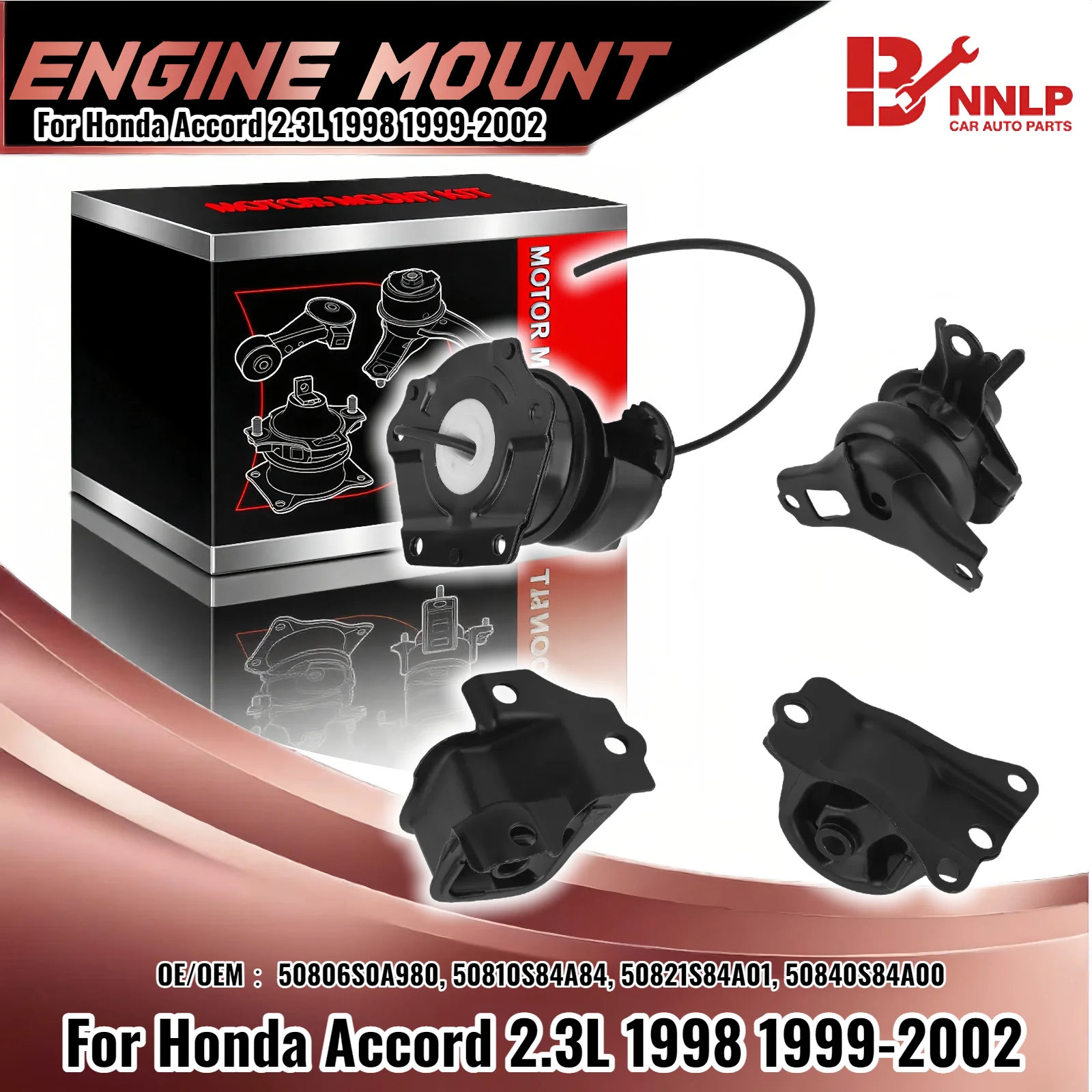 

4 Pcs Engine & Auto Trans Mount Kit For Honda Accord 2.3L 1998 1999-2002 50806S0A980 50810S84A84 50821S84A01 50840S84A00