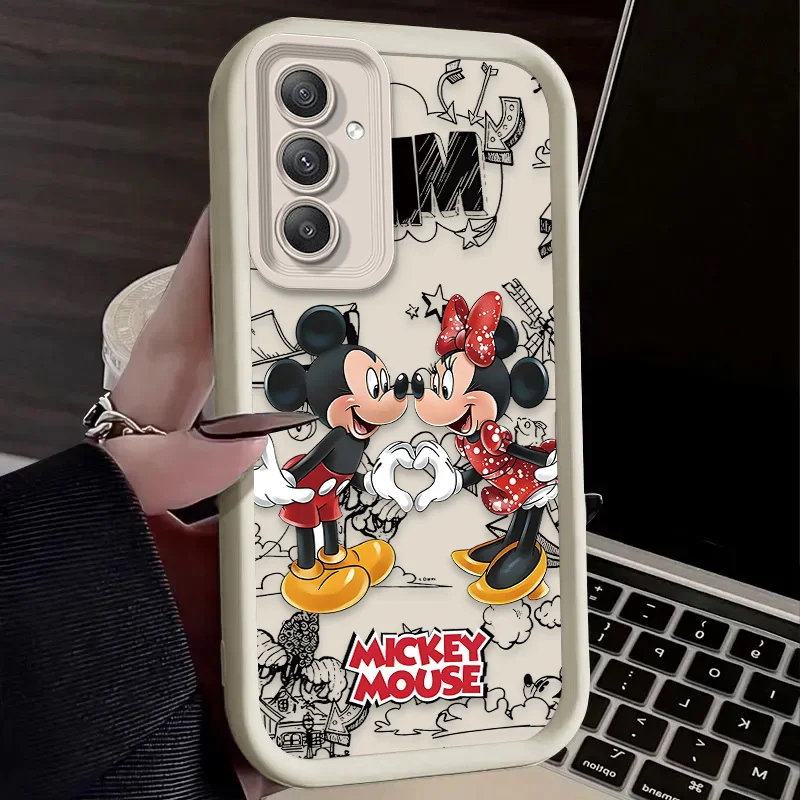 Disney Mickey Minnie Mouse Silicone Phone Case for Samsung Galaxy S24 Ultra S23 FE S22 S21 Plus FE A54 A34 A14 A73 A53 A33 5G