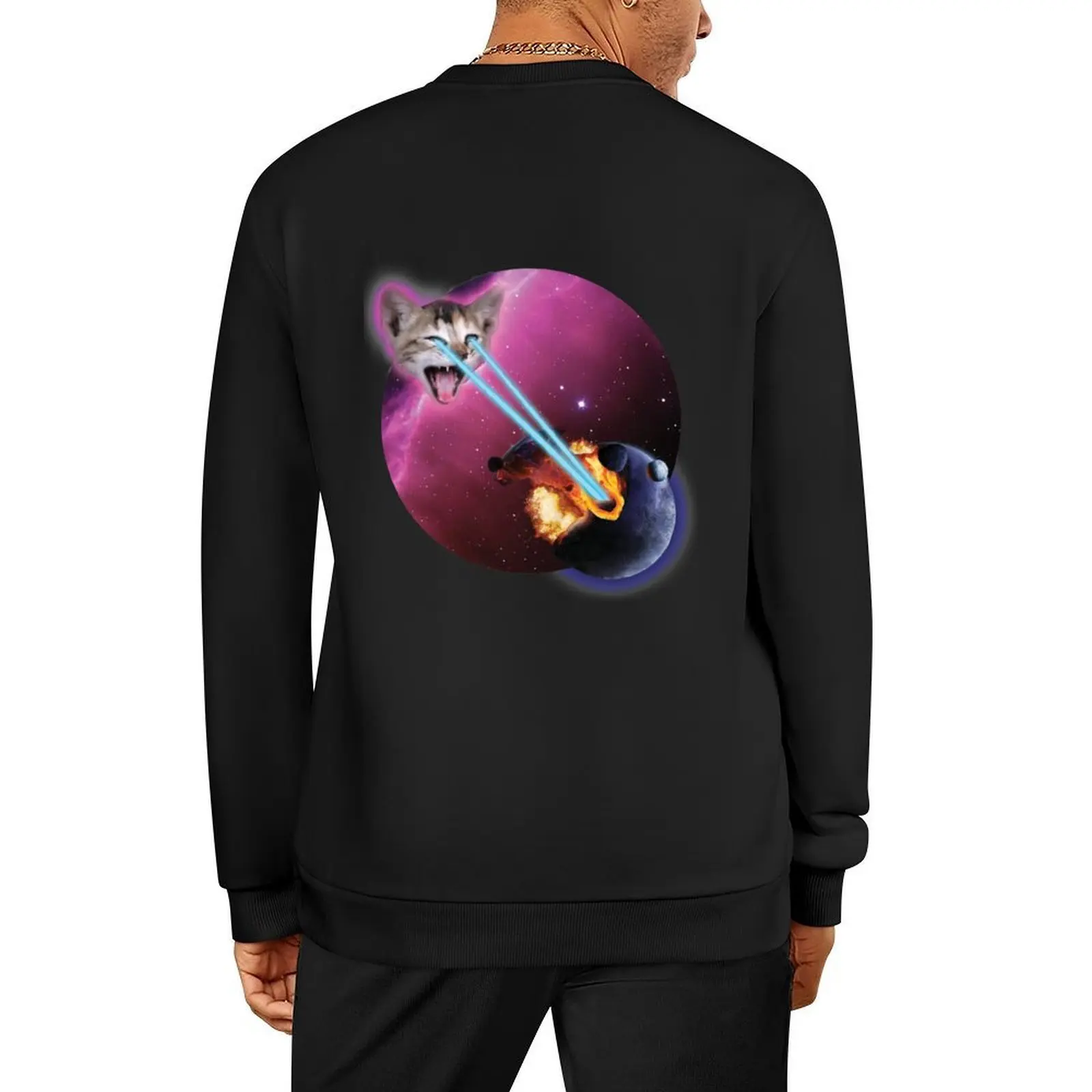 

Laser Cat, Destroyer of Planets Pullover korean autumn clothes men's winter sweater fashion men autumn autumn sweatshirt