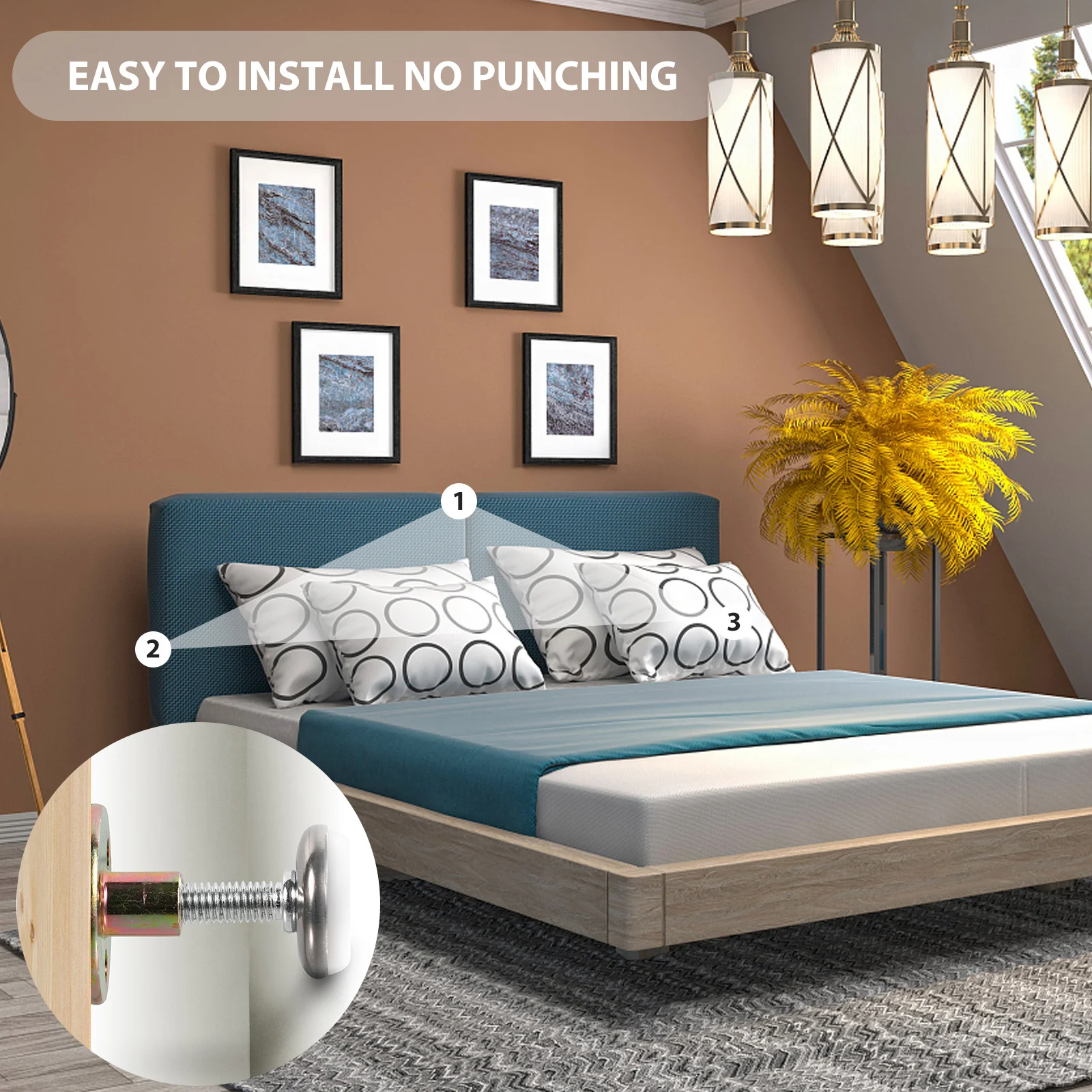 

4Pcs Adjustable Bed Frame Anti-Shake Tools Headboard Stoppers Stainless Steel Alloy Bed Fixers Noise Dampening