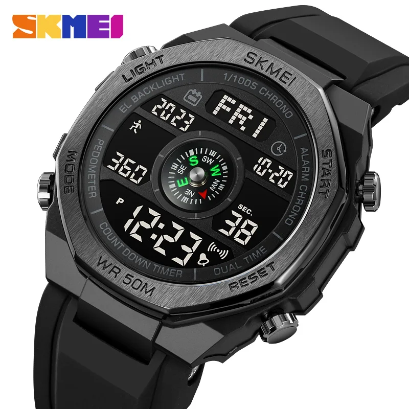 SKMEI Fashion Pedometer Countdown Sport Digital Watches Men 50M Waterproof Calendar Calorie Wristwatch Alarm reloj hombre