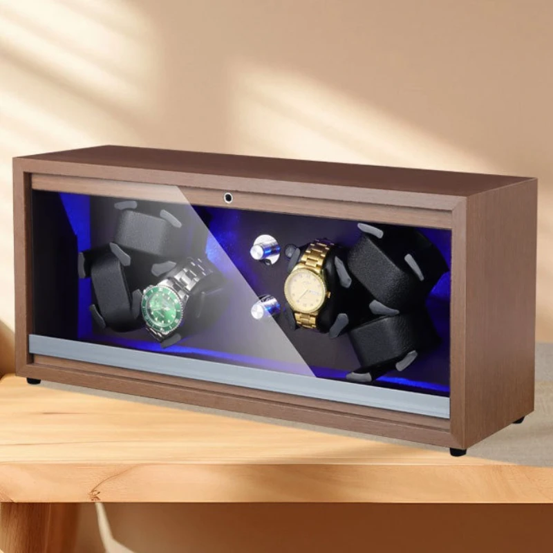 

Automatic Watch Winder Silent Antimagnetic Watches Winders Black Walnut Luxury Transparent Acrylic Watch Winder LED Lamp Gift