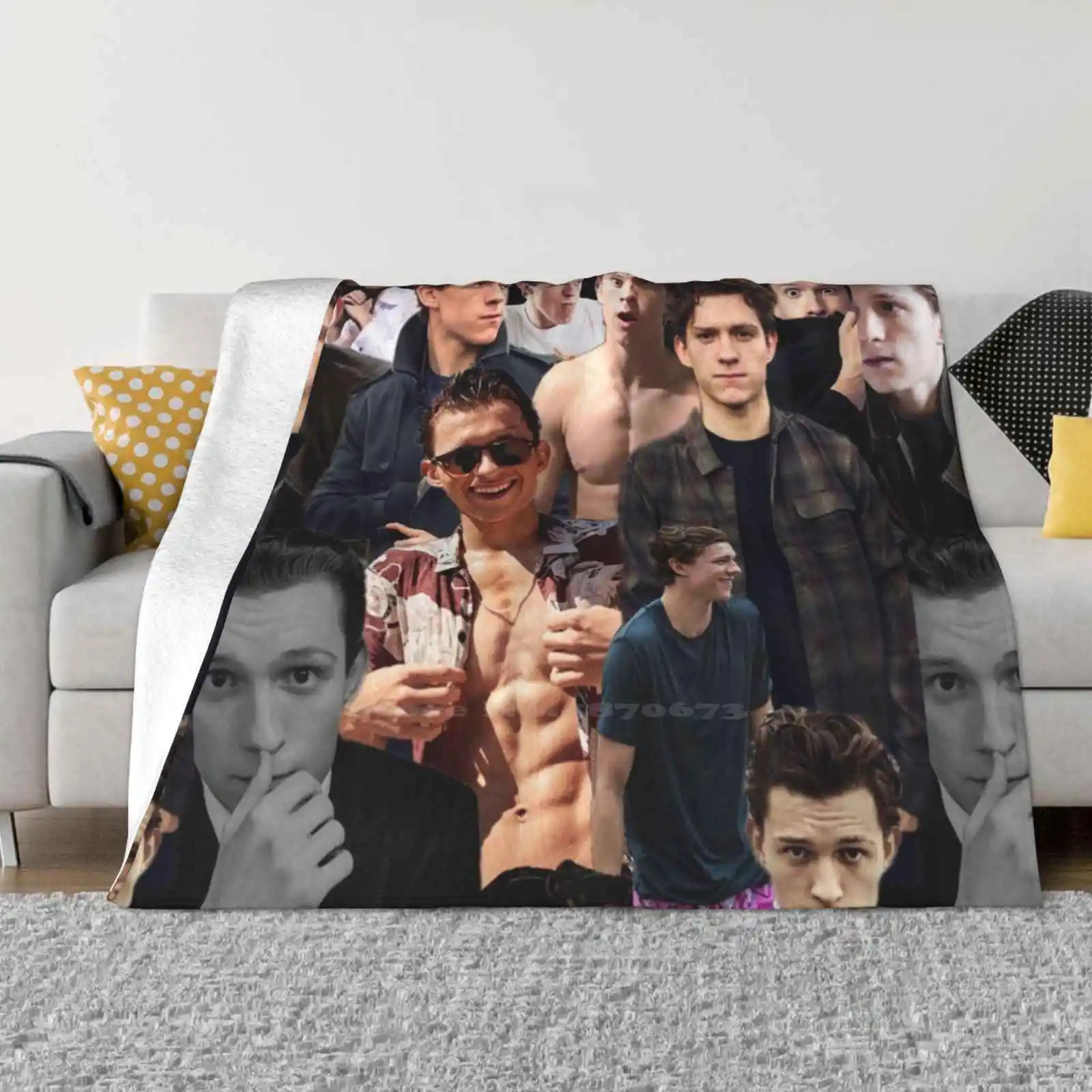 Tom Holland Collage Top Quality Comfortable Bed Sofa Soft Blanket Tom Holland Cute Tom Holland Collage Tom Holland Shirtless