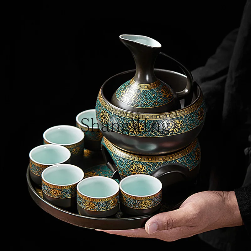 CL wine warmer wine set Baijiu rice wine heating large capacity household ceramic ironing pot antique Chinese style