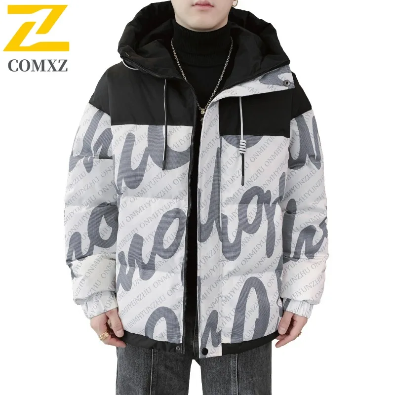 COMXZ 2025 Autumn Winter New Men Thickened Hooded Down Jacket Youth White Duck Down Thermal Casual outdoor sports Coat Trend
