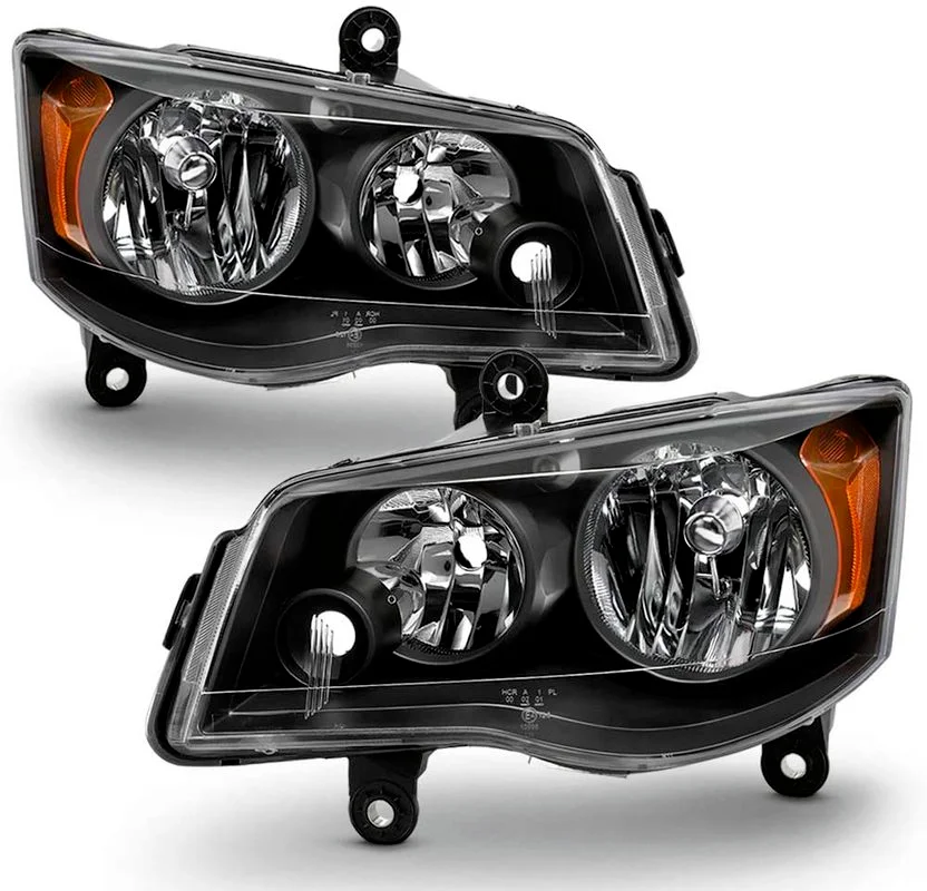 

Pair Black Halogen Headlights For Dodge Grand Caravan 2011-2017 Headlamp Head Light