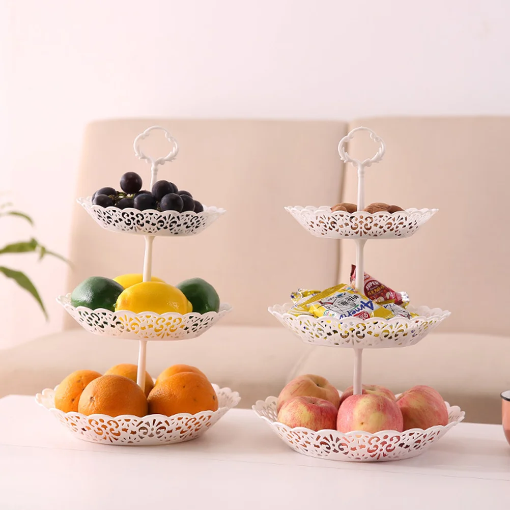 

Three Tier Square Cake Display Stand Large Capacity PP Material Dessert Cupcake Fruit Tray for Wedding Birthday Party Afternoon