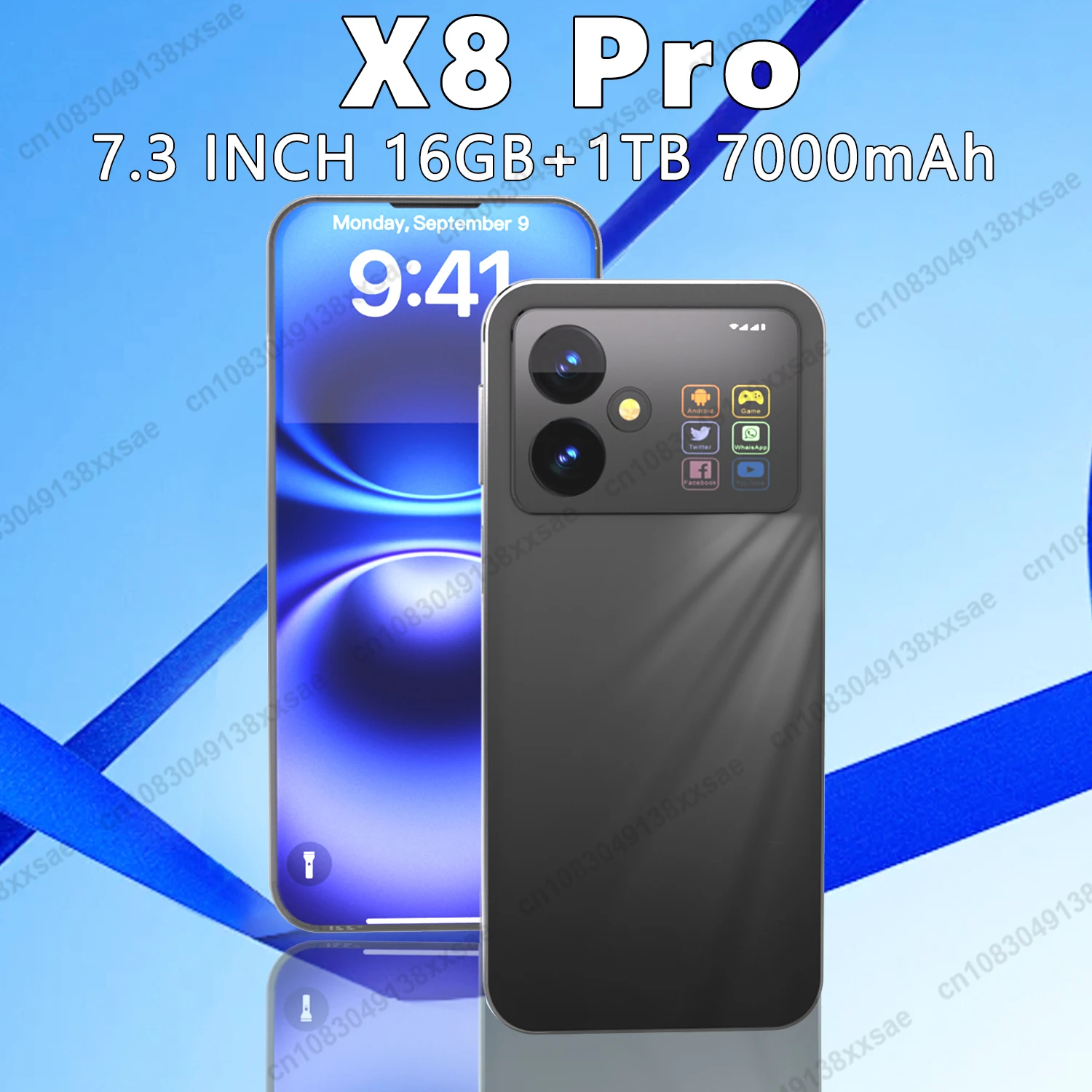 

Original X8 Pro Smartphone 7.3inch Global Version 16G+1TB Snapdragon 8 gen3 Android14 50+108MP 4G/5G Cellphone Mobile Phone NFC