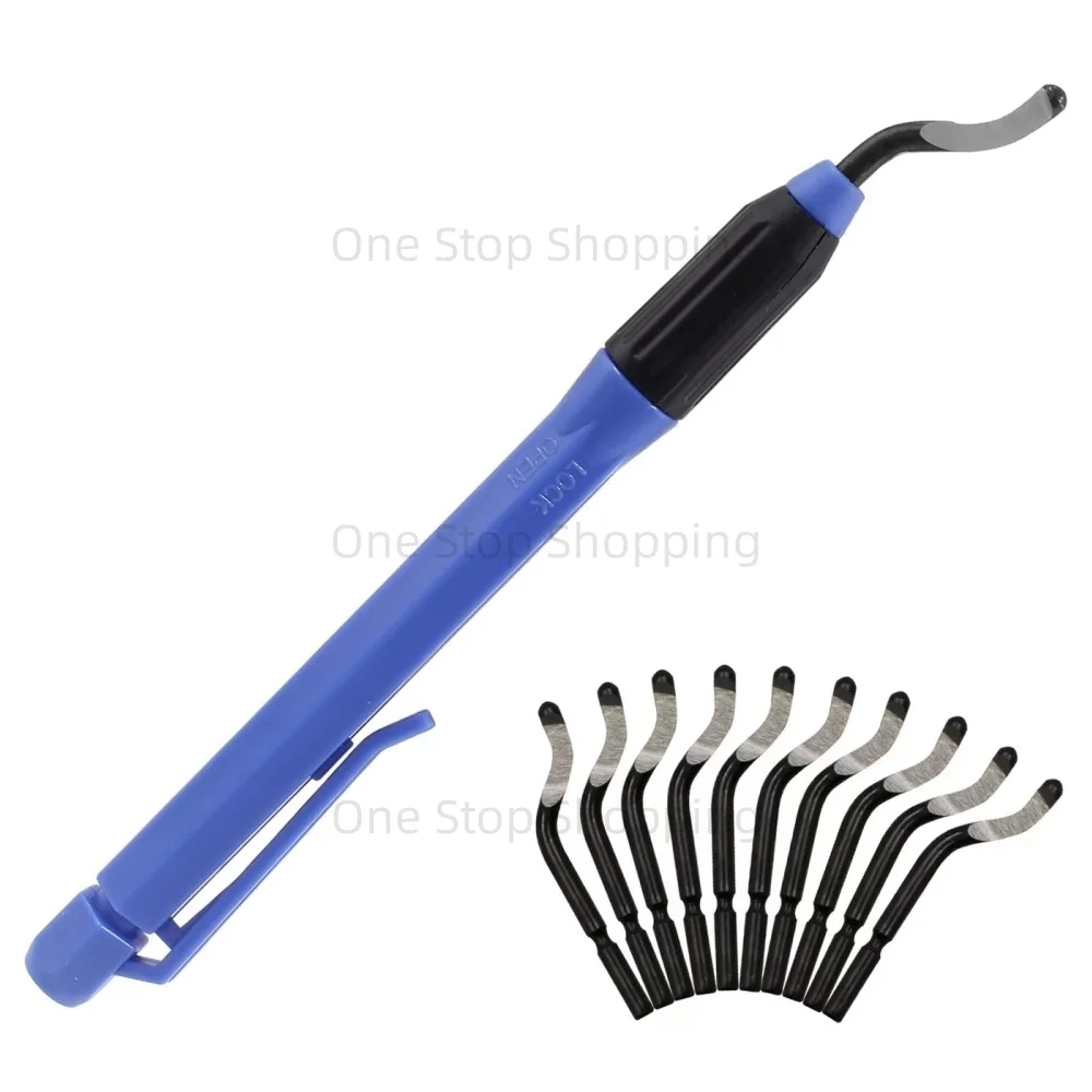 Swivel Deburring Tool NO2000 with 10 Extra High Speed Steel BS1010 Blades 360 Degree for Resin Plastic 3D Printing Burr Removal