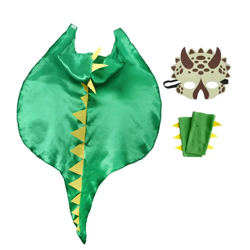 Bambini dinosauro Costume mantello per ragazzi ragazze costumi Cosplay Dragon Performance vestiti mantelle Halloween dinosauro maschera mantello Set