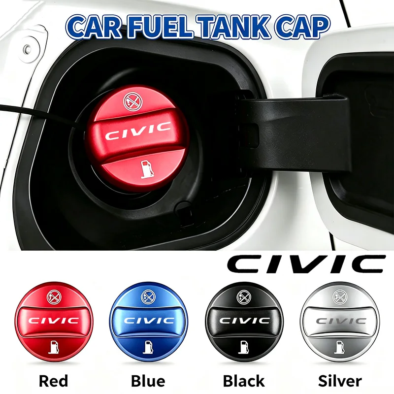 Aluminium Alloy Car Fuel Tank Cap Decoration For Honda Civic Emblem Auto Gas Oil Tank Filler Lid Dust Cover Accessories