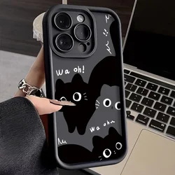 Amazed Black Cat Phone Case For iPhone 15 14 13 12 11 Pro Max XS X XR 8 7 Plus SE 2020 Liquid Silicone Shockproof Soft Cover