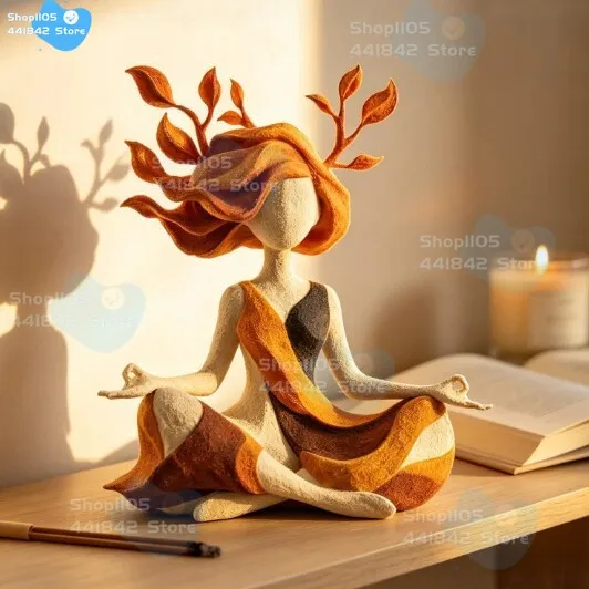 

2026 NEW Inner Harmony Sculptural Figurine Bohemian Style Nature Goddess Statue Yoga Room Decor Gift