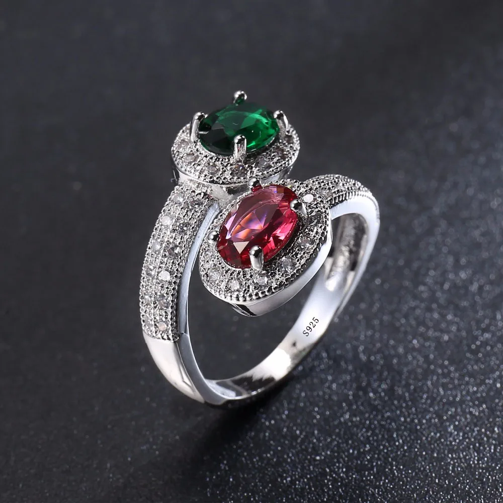 Unique Vintage Retro Design Soild 925 Sterling Silver Ring for Female Wedding with AAA Colorful Cubic Zircon Bijouterie Jewelry