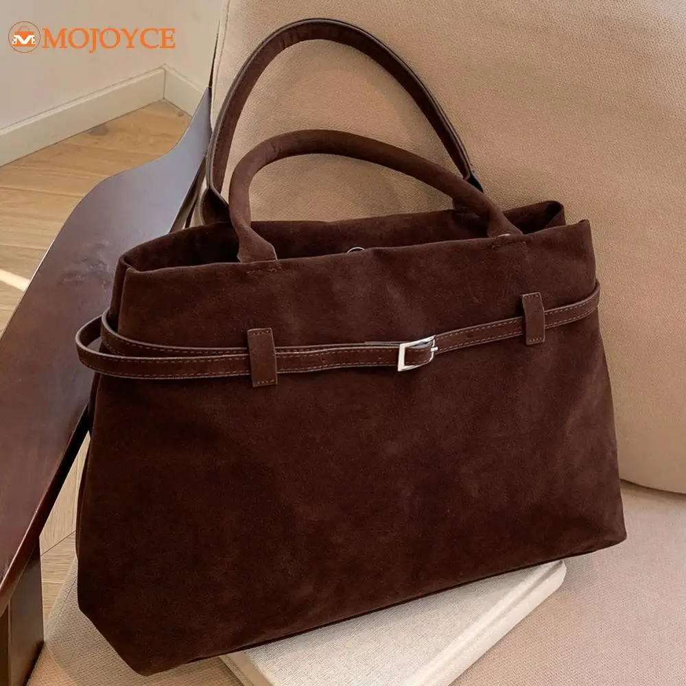 

2024 Vintage Faux Suede Tote Bag for Women Large Capacity Fashion Shoulder Bags Solid Casual Handbag High-end Brand Commuter Bag