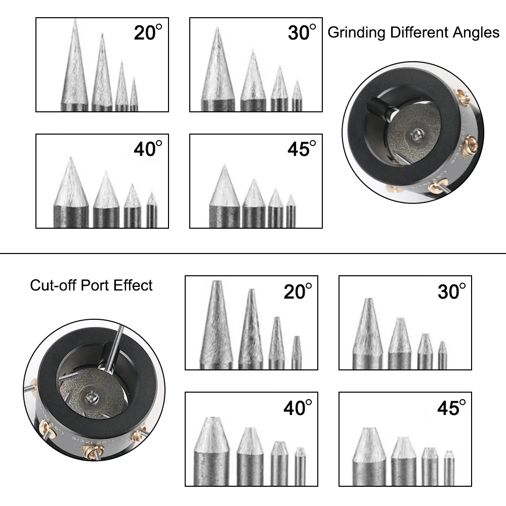 Tungsten Electrode Sharpener Grinder Head with Cut-Off Slots with 5x25mm Diamond Wheels TIG Welding Tool Multi-Angle 0.04"-1/8"