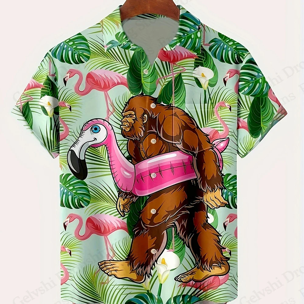 Summer Hawaiian Shirt Funny Gorilla Flamingo Style 3d Print Shirts Men Women Fashion Short Sleeve Beach Shirt Casual Blouse New