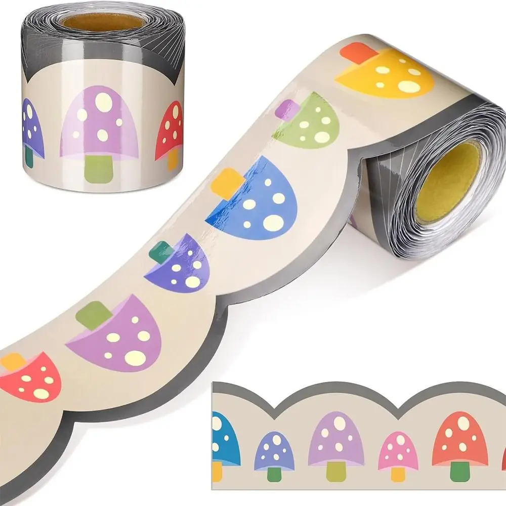 Colored Poster Border Stickers Flower/Mushroom DIY Black Board Decorative Stickers Waterproof Wavy Edge Paper