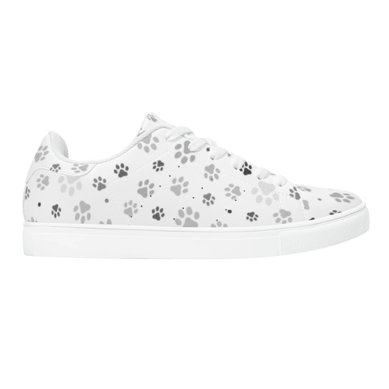Dog paw print casual sneakers white sneakers stylish and versatile suitable for both men and women