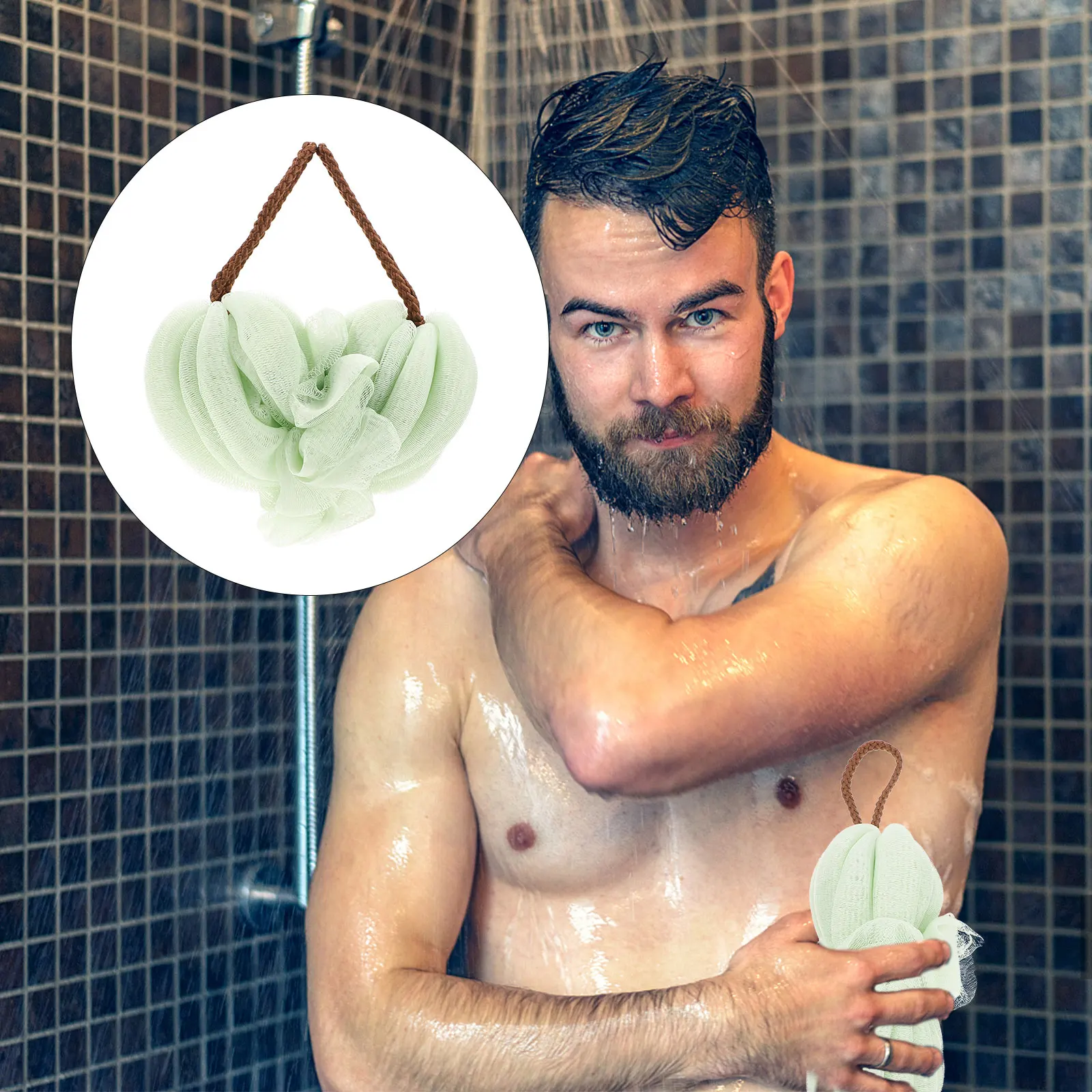 

2pcs Long Back Scrub Towels Bath Cleaning Tools Exfoliating Bath Flowers Scrubber Towels For Body Shower Durable Easy Clean