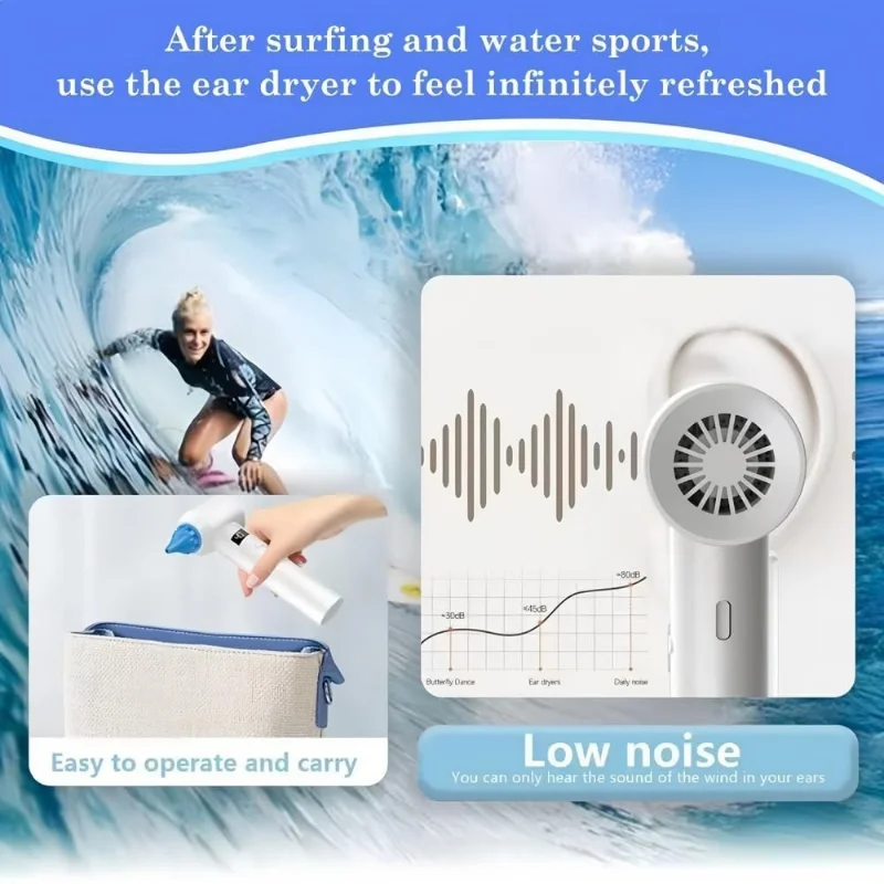 Ear Dryer Low Noise Ear Care Device Prevent Ear Canal Inflammation Dry Ear Canal for Swimming Showering Water Sports