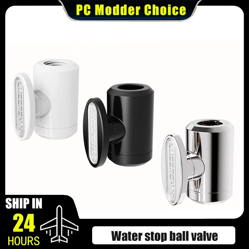 FREEZEMOD Computer Water Cooling Drain Valve, Dual Inner Thread G1/4'', Water Stop Valve Hand-tighten Close Pipe, FM-YGNSB