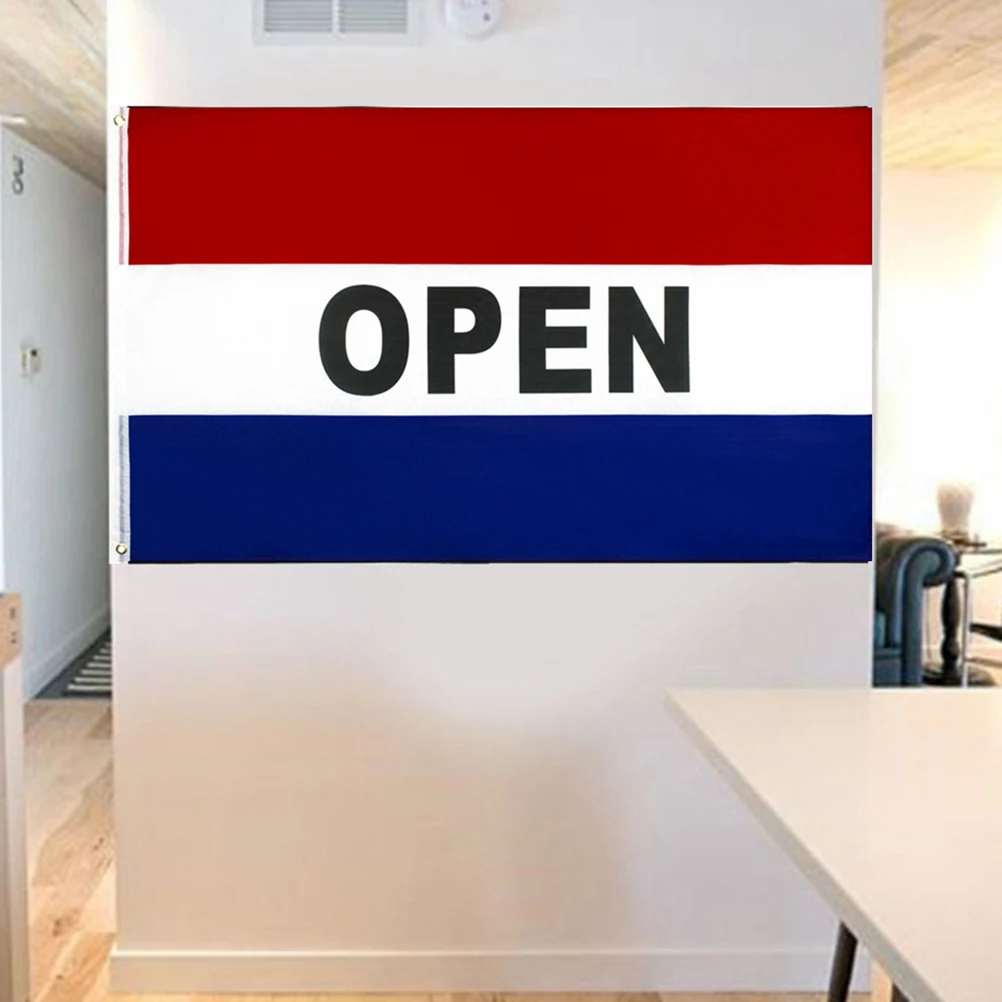 

90X150Cm Polyester Open Business Banner Store Shop Decoration Sign Easy Hanging For Ceremony Welcome Flag