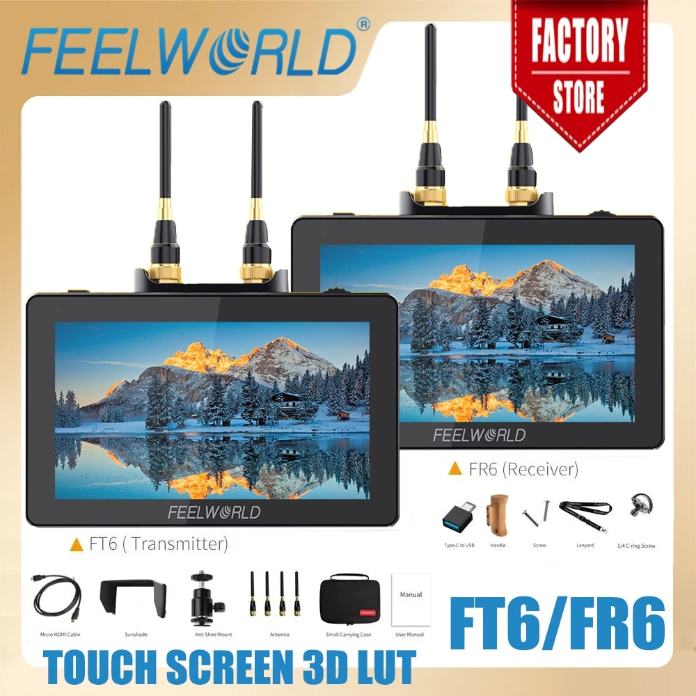 Feelworld FT6 FR6 Draadloze Video Transmissie  Systeem 5.5 Inch Met Zender Ontvanger Dslr Camera Veld Direct Ac Dp Monitor