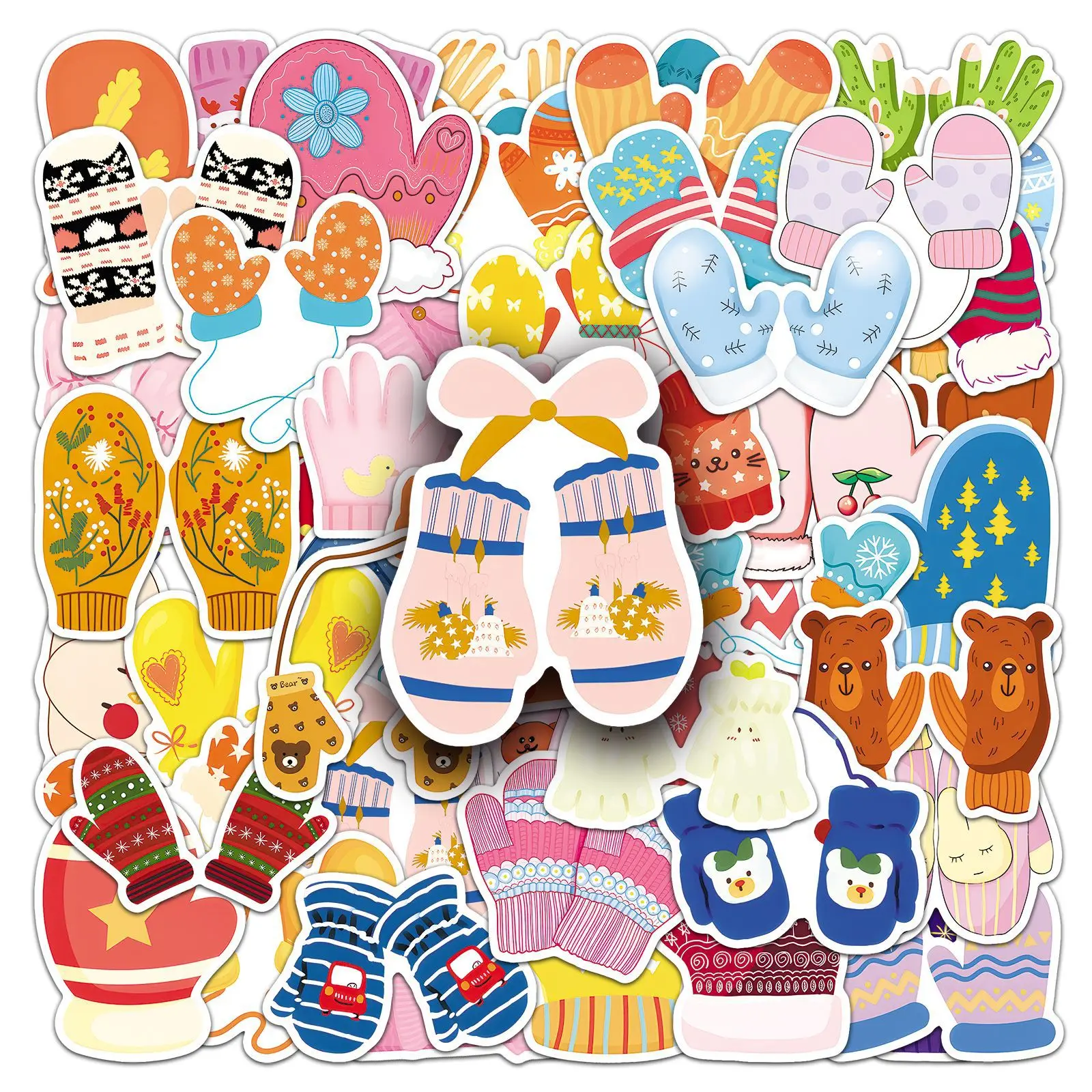 10/30/50PCS Gloves Cartoon Stickers Winter Graffiti Sticker Warm Decoration DIY Scrapbook Laggage Laptop Guitar Car Bike Decals