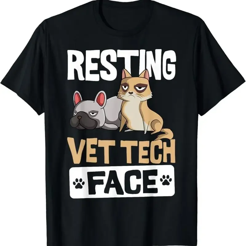 Resting Vet Tech Face Veterinary Assistant T Shirt