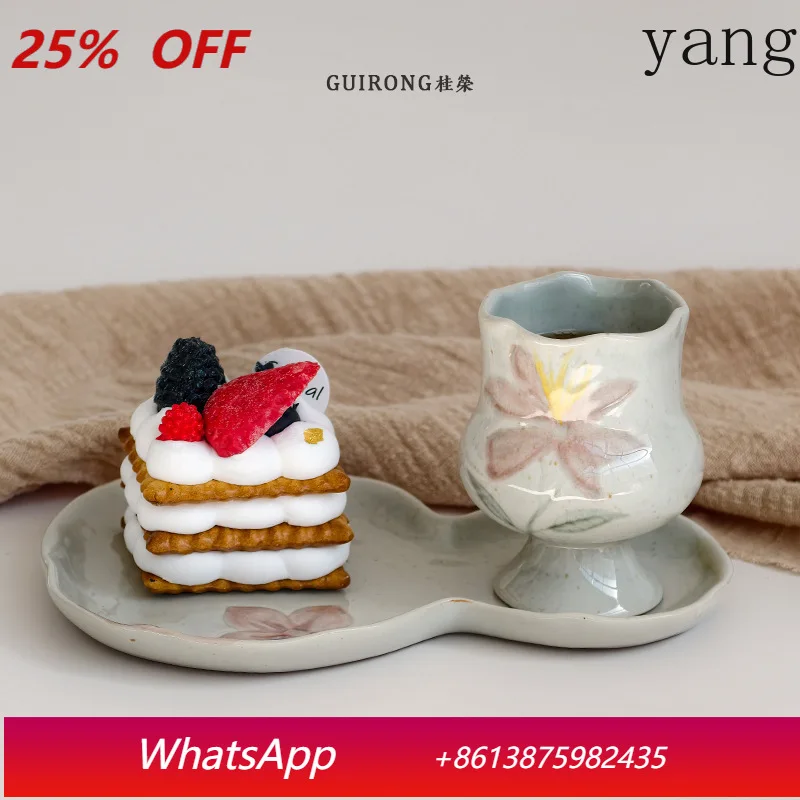 

LMM retro style hand-painted coffee cup and saucer set ceramic latte coffee cup