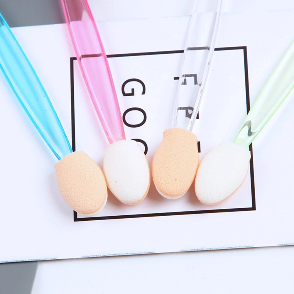 

50pcs Dual-ended Eyeshadow Brushes White Skin Sponges Disposable Tools Easy Makeup Application Portable Compact Design
