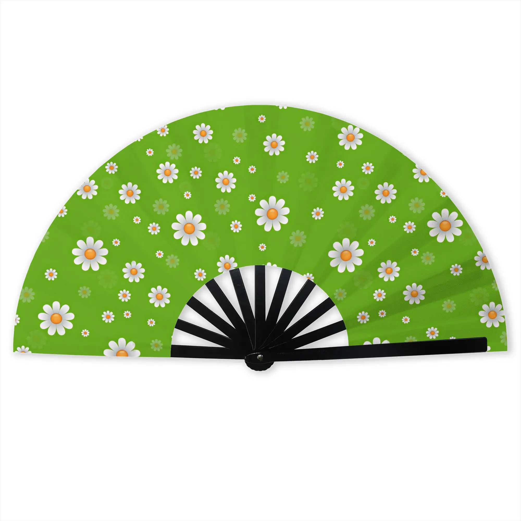White Daisies Flowers Cartoon Traditional Folding Fan Oriental Art  High-Quality Fans Gift Elegant Decorative Hand Fan