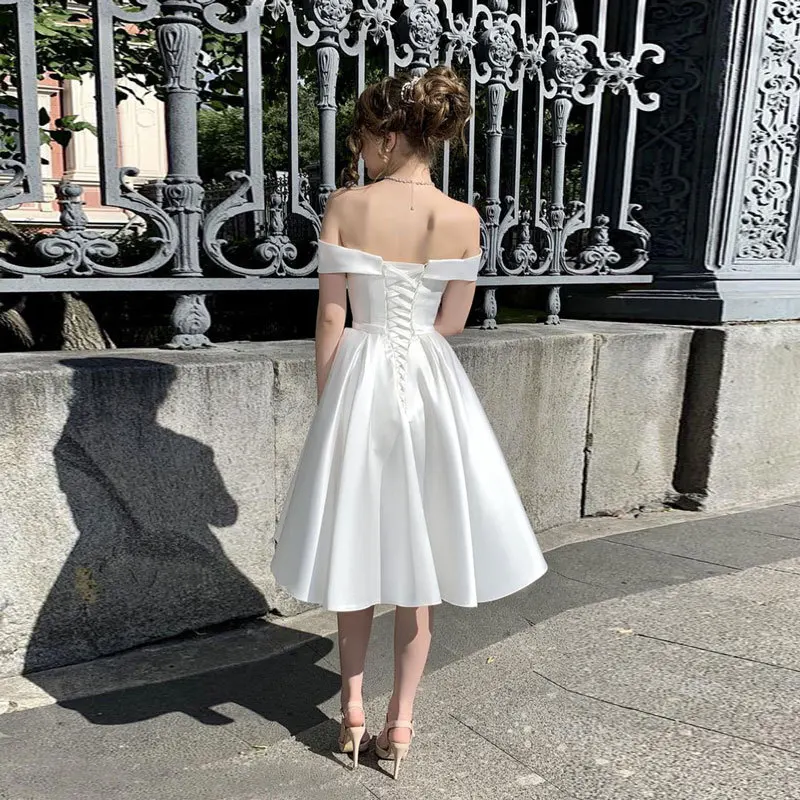 Customized Tea Length Homecoming Dresses Off Shoulder Prom Party Graduation Gowns Vestido De Noche robes de soirée Abendkleider
