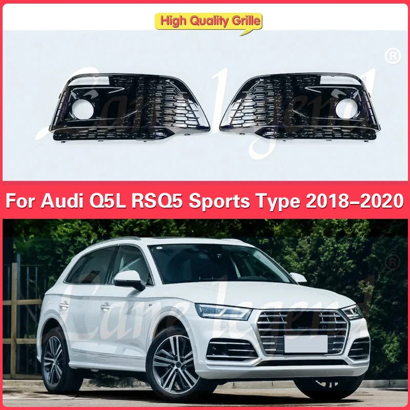 

Car Styling Front Bumper Frame Cover Grills Fog Light Grills Fog Lamp Grille For Audi Q5 Q5L 2018 - 2020 RSQ5 Style Replacement