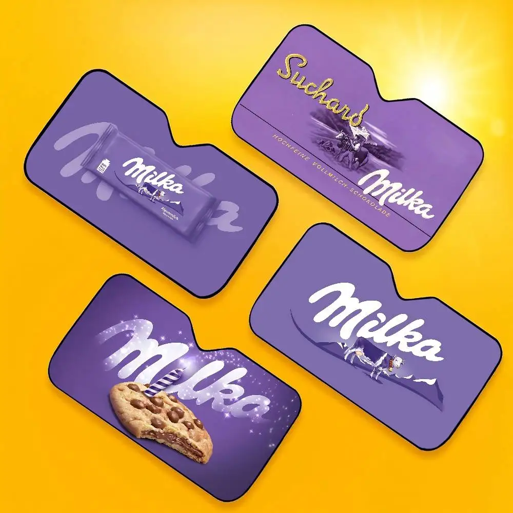 Chocolate Brand M-Milka Car Sun Shade Front Window Sunshade for Most Sedans SUV Blocks Max Uv Rays Keep Your Vehicle Cool