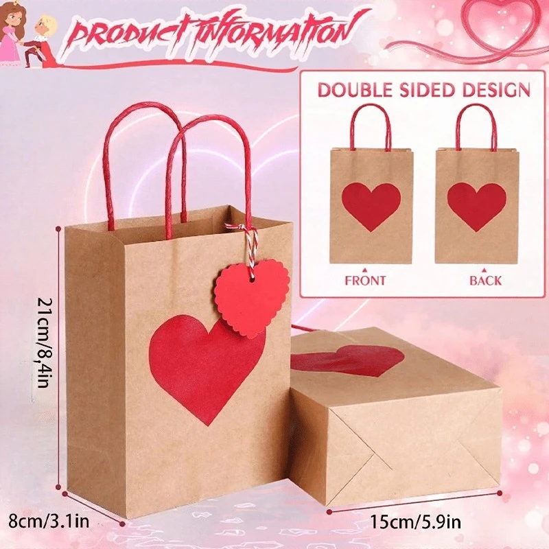 

20 Pcs Large Kraft Paper Gift Bags with Handles Eco-friendly Shopping Bags for Party Wedding Birthday Retail Gift Packaging