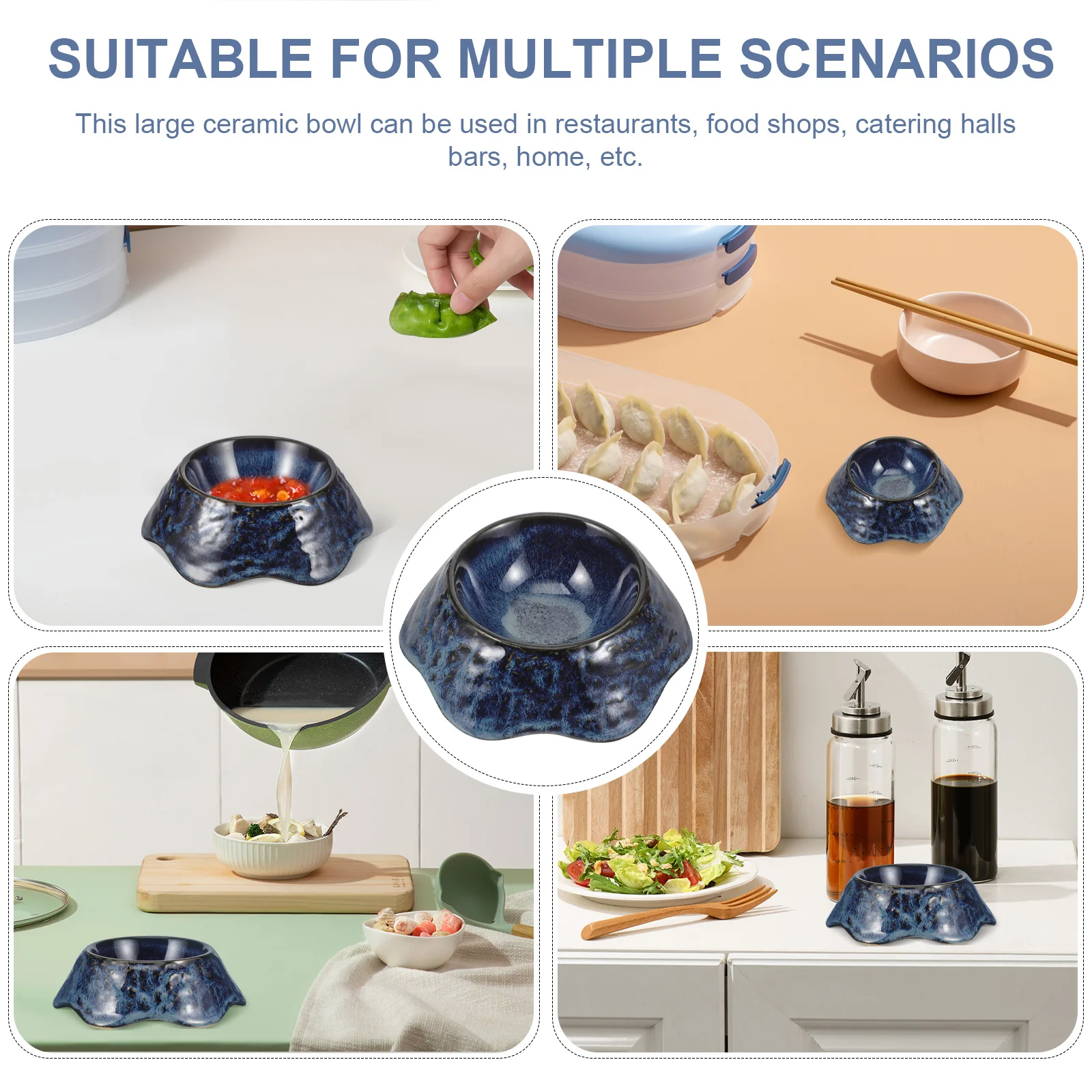 وعاء سلطة كبير من السيراميك قطعة واحدة صب سطح أملس مقاوم للخدش للمنزل مطعم الفاكهة الحلوى تخدم الإبداعية